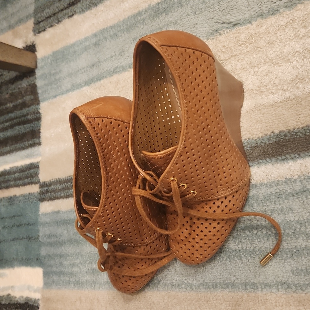Tory Burch Brown Lace-Up Wedges